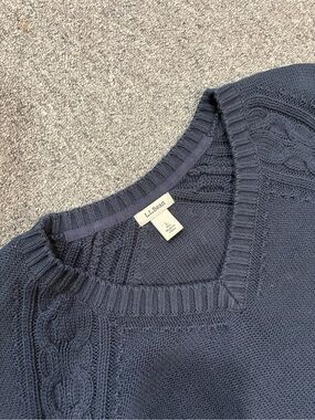 L.L. Bean Dark Navy Cable V-Neck Sweater